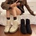 Wrinkled Thick-Soled Snow For Women 2025 Winter New Style Fleece-Lined Thickened Warm Nylon Lace-Up Northeast Ski Boots_vogvips.com