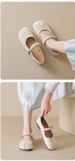 French Ballet Shallow Mouth Single Shoes Women's Pleated One-word Strap With Skirt Mary Jane Women's Shoes_vogvips.com