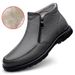 Men's Head Layer Casual Men's Leather Boots Side Zipper Cotton Boots Breathable Martin Boots Low Heel Leather Boots Men's Shoes_vogvips.com
