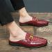 100% Genuine Leather Men’s Half For Men Mules Casual Designer Shoes Fashion Loafers Luxury Black Slippers 2022_vogvips.com