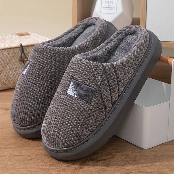 Men's Autumn Winter Cotton Use, Thick Soled, Anti Slip, Warm And Comfortable. New Material EVA With Plush Fur Slippers_vogvips.com