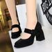 9613-6 Style Thick Heel High-heeled Waterproof Platform Shallow Mouth Straight Strap Suede Leopard Print Single Shoe_vogvips.com
