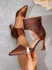 Women's Shoes Brown Zipper High Heels Mules Women's Shoes Stiletto Fashionable Pointed Toe Simple High Heels Single Shoes Women_vogvips.com