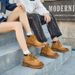 European Warm Series Couple Genuine Leather Yellow 2025 New Autumn Winter Men's British Style Short Thick Sole Martin Boots Women's Shoes_vogvips.com