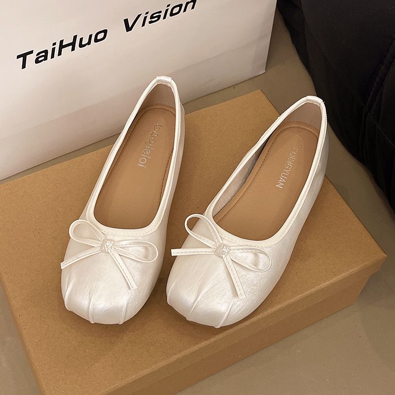 French Ballet Style Shallow Mouth Single Shoes Women's Summer Skirt Mary Jane Shoes Bow Soft Sole Beanie Shoes_vogvips.com