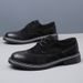 Euro Step Spring And Autumn Brogue Genuine Business Formal Men's Korean Style British Pointed Leather Shoes Trendy_vogvips.com