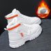 Women's Winter Fleece Lined High-Top Sneakers - Slip-Resistant Platform Boots With Faux Fur For Warmth & Comfort (Black/White-Blue/White-Orange)_vogvips.com