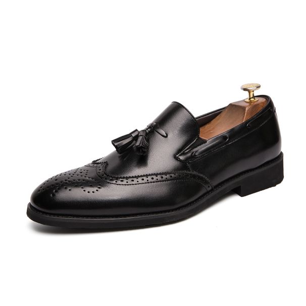 New Fashion Men's Brown Business Casual Loafer Shoes Daily Office Black Buckle Monk Men's Shoes One Foot Cover Banquet Dress Wedding Leather Shoes_vogvips.com