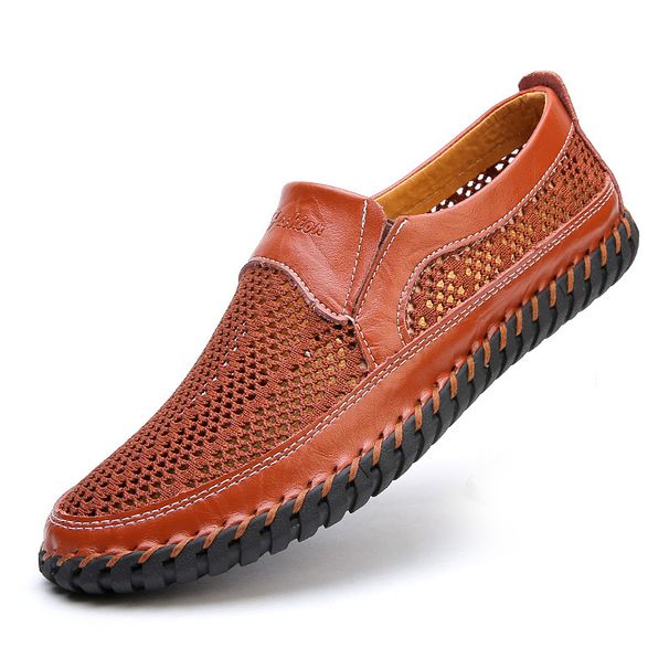 The YG6001 Cow Leather Men's Casual Shoes Sandals With Punctured Holes, Choose Size And Tell Seller_vogvips.com