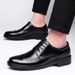 Euro Step British Style Round Brogue Carved Korean Version Trendy Business Casual Leather Large Toe Heightening Thick Sole Men's_vogvips.com