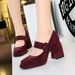 9613-6 Style Thick Heel High-heeled Waterproof Platform Shallow Mouth Straight Strap Suede Leopard Print Single Shoe_vogvips.com