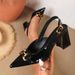 Cross-border Foreign Trade Elegant Pointed-toe Patent Leather Metal Buckle Chunky Heel High-heeled With Back_vogvips.com