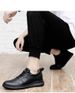 Men's Cowhide Breathable Sports And Leisure Shoes Men's Little White Board Shoes Invisible Inner Height Increase Elastic Band Round Head Men's Shoes_vogvips.com