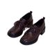 Women's Retro Soft Leather round Toe Loafers Lace-Up Chunky Heel Single Shoes for New Autumn_vogvips.com