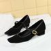 8292-1 Retro One-Strap Mary Jane Metal Leopard Print Square Toe Women's Low Chunky Heel Suede Shallow Mouth Single Shoes_vogvips.com
