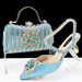 Women’s Shoes Fashionable and sexy women's shoe and bag set Diamond buckle flower decoration Ankle diamond chain with hard clutch bag_vogvips.com