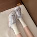 Lan Cabinet Soft And Fluffy Girl's Bowknot White Sneakers Summer Lace-up Casual Agan Training Shoes For Women_vogvips.com