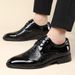 Patent Spliced Pointed Leather Cross-border Large Size European And American Business Casual Shoes, Formal British Style_vogvips.com