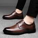 Leather Shoes Men's Low-top Formal Dress Lace-up Round Head Wedding Man_vogvips.com