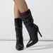 Women's Fashion Boots Pointed Toe Stiletto Heel Side Zipper Ankle Boots With Wrinkle Effect Waterproof Non-Slip Comfortable Lining_vogvips.com