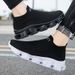 Large size women's shoes Breathable casual sneakers Women's light soft set feet couple shoes lazy shoes fly knit socks shoes_vogvips.com