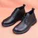 European Warm Series New Men's Martin 2025 Autumn Winter Mid-top Business Casual Leather Boots Thickened Fleece Cotton Shoes_vogvips.com