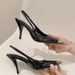 Pointed Black Patent Leather Cloed Toe Sandal Women' Single Shoe Thin Heel Park Chae Young Roe Same Style High_vogvips.com