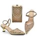 Women's pointy perforated drill heels with bag set banquet shoes bag_vogvips.com