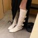 Women Boxing Boots Cowhide New Belt Buckle White Boxing For Women Genuine Leather Slimming High Tube Riding Western Long Boots_vogvips.com