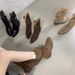 Alilovers Slimming Pointed Pleated Short For Women Spring And Autumn Single Western Chunky Heel Martin Boots_vogvips.com