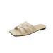 Plus Size Women's Shoes Low Heel Slippers Square Toe Flat Beach Slide Sandals For Women_vogvips.com