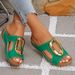 Women's Plus Size Metal Sandals,Summer New Style, Thick Sole, Hollowed Out Design, Suitable For Outdoor Use, Beach, Wedge Heel._vogvips.com