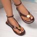 Flat Retro For Women 2026 Summer New Style Cross-Border Foreign Trade Metal Buckle Flip-Flop Sandals_vogvips.com