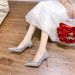 Wedding Shoes Brides 2023 Winter Model Silver Main Wedding Dress Crystal High Women With Thin Heels Suitable For_vogvips.com