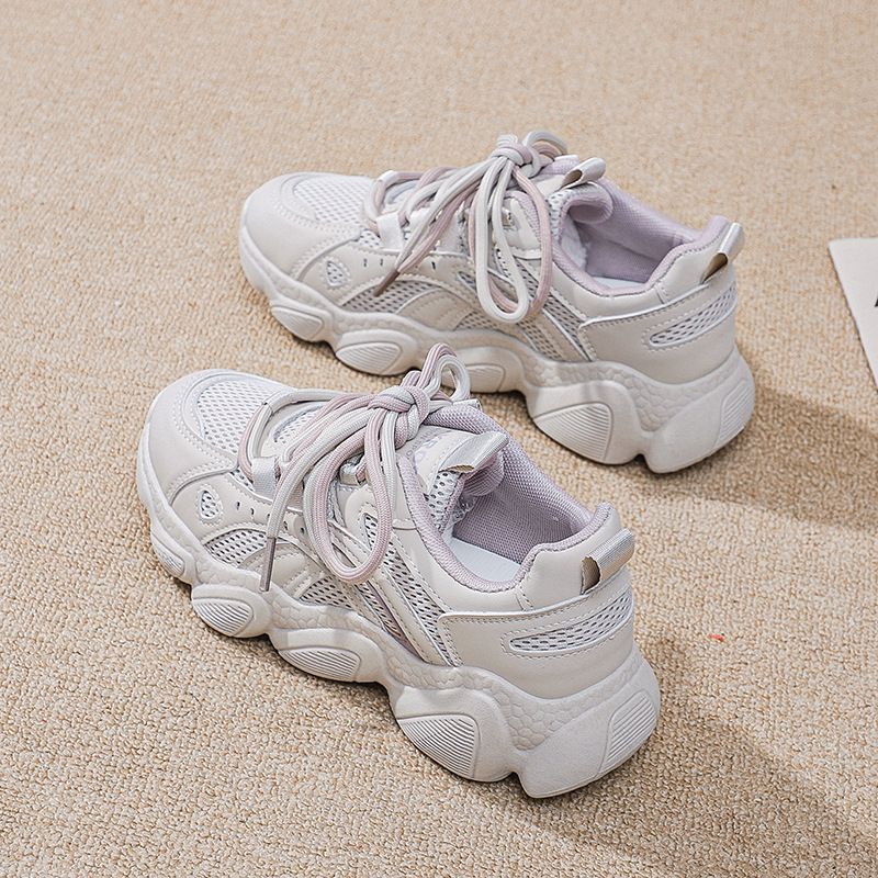 2025 New Spring And Autumn Sports Versatile Casual Mesh Thick-Soled Dad Shoes Women's Fashion Running Sneakers_vogvips.com