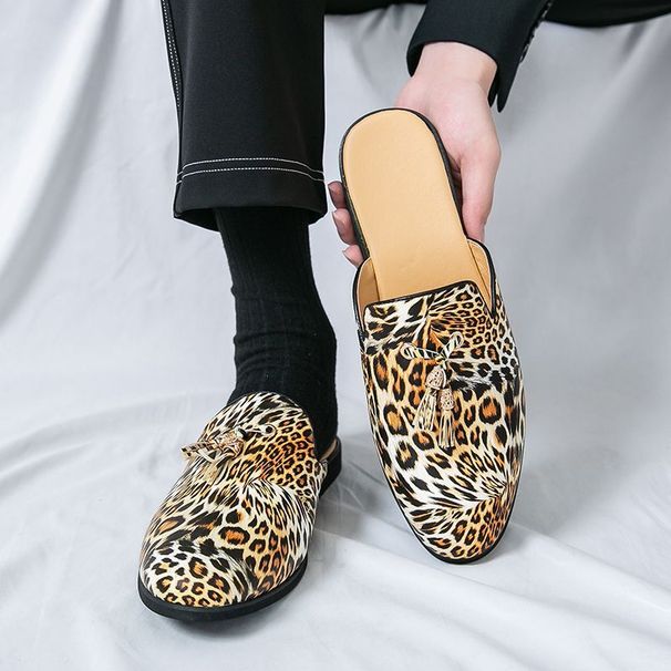 European And American Trendy Leopard Print British Slip-on Loafers For Men, Summer Fashion Business Casual Leather_vogvips.com