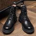 European Warm Series Genuine British Style Martin High-top Shoes Soft Leather Cowhide Men's Motorcycle Military Fleece-lined Work Boots_vogvips.com