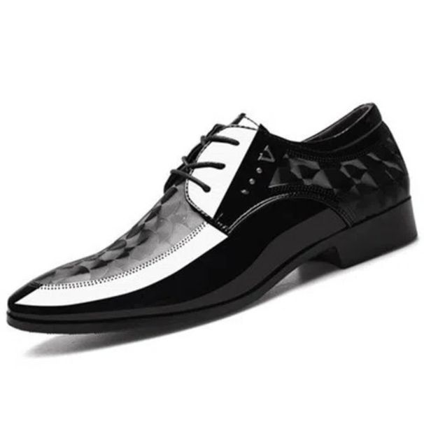 Men's Pointed Shiny Soft Leather Korean Version Business Dress Plus Size Work Commuting Men's Wedding Shoes_vogvips.com