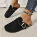 Fashion Gold Woven Buckle Clogs For Women 2026 Summer Closed Toe Cork Sole Mule Shoes Woman Non-slip Flat Heels Half_vogvips.com
