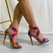 Rainbow Heels 2024 Summer New Walking Show Cross Strap Fashion Thin Color Block High Heel Sandals_vogvips.com