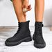 Women's Plus Size Retro Short Martin Boots Lace-Up British Style Suede PU Over-the-Ankle Autumn New Black Almond Toe_vogvips.com
