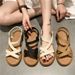 2025 Summer New Fashion Cross Elastic Strap Flat Soft Bottom Women's Sandals_vogvips.com