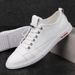 Men's Elastic Band Board Shoes Irst Layer Cowhide Sot Leather Thin White Shoes Men's Outdoor Sports And Leisure Shoes_vogvips.com