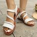 Casual Women's Braided Strap Flat Sandals Open Toe Comfort White Summer Beach Shoes Large Size_vogvips.com