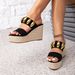 Women's Thick Soled Heel Sandals Black Metal Decoration Sandals Elegant And Simple Slip On Sandals Casual Sandals For Women_vogvips.com