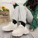 Men's Chunky Platform Sneakers Trendy Mesh Upper Retro Style Comfortable Low Top Casual Shoes Brown Apricot White Cow Suede_vogvips.com