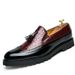 Trendy Fashion Slip-On Casual Leather For Men Brogue Carved Pattern Thick Sole British Tassel Shoes_vogvips.com