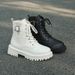 White Martin 2024 New Single British Style Thick Sole Height Increasing Plus Size Short Boots For Women_vogvips.com