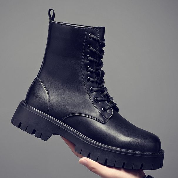 Martin Boots Men's Style High-top Thick-soled Heightening Tooling Leather Boots Men's Genuine Leather High Locomotive Trendy Men's Boots_vogvips.com