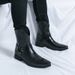 Martin Boots Men's High-top Shoes Pointed Short Boots Medium Tube Heightening Zipper Casual Leather Boots_vogvips.com